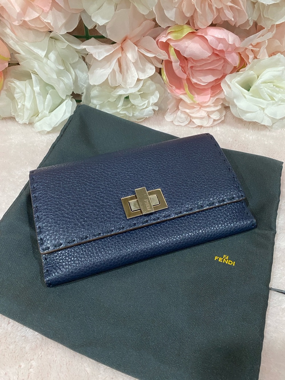 Fendi Peekaboo Pebbled Leather Wallet